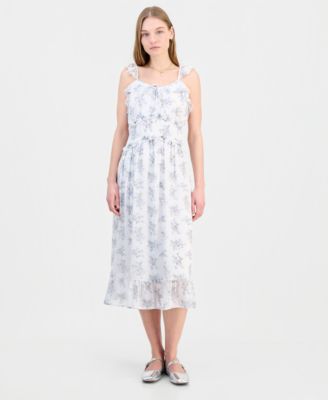 Juniors' Ruffle-Trim Sleeveless Midi Dress