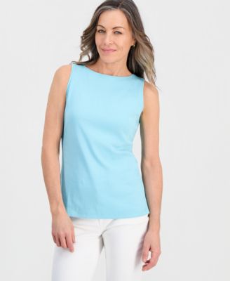 Petite Sleeveless Boat-Neck Tank Top