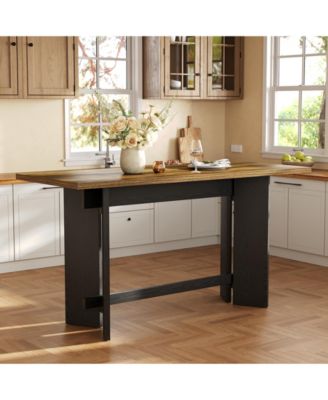 63-Inch Large Bar Height Table, Home Bar Unit with Footrest, Hight Top Indoor Bar Table for Kitchen, Dining Room, Living Room, Apartment