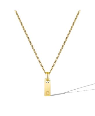 Men's Initial Tag Necklace - Gold with Micro Cuban Chain