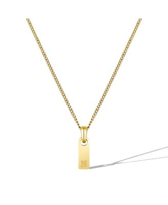Men's Initial Tag Necklace - Gold with Micro Cuban Chain