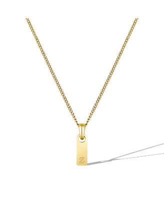 Men's Initial Tag Necklace - Gold with Micro Cuban Chain