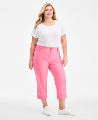 Plus Size Curvy Roll-Cuff Capri Jeans