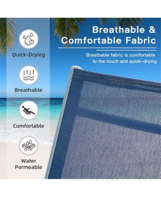 Outdoor Chaise Lounge Set of 2，Woven Stackable Gray Aluminum Frame Stationary Chaise Lounge Chair with Woven Seat