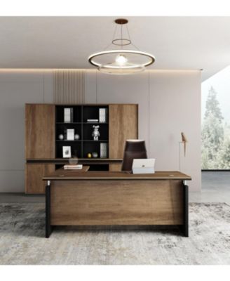 63-Inch L-Shaped Compact Desk in Brown with Drawer - Modern Home Office Workstation