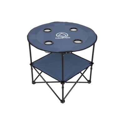 28" Round Lightweight Fabric Portable Folding Beach Table with Cupholders, Green