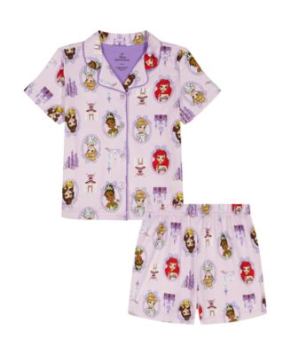 Girls' Toddler 2T-4T Princess Time Printed Top and Shorts, 2-Piece Pajama Set