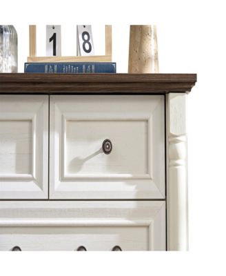 Retro 5 Drawer Dresser Chest with Base Wooden Rustic Chest of Drawers, Storage Dresser Organizer