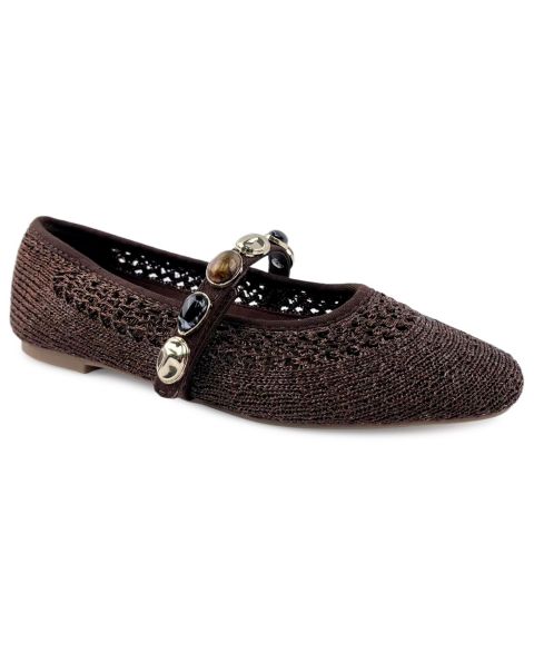 Женские балетки Kenneth Cole New York Zeta Stones Mary Jane Ballet Flats, цвет: Тёмно-коричневый вязаный