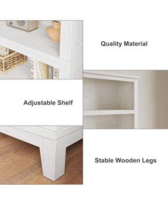 71" Farmhouse Bookcase w/Adjustable Shelves & 31.5" Width, 5 Tier Tall Bookshelf with Wooden Legs, Rustic Vintage Book Shelf