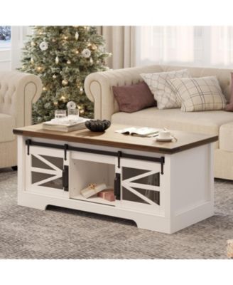 Lift Top Coffee Table with Storage Shelf and Hidden Compartment