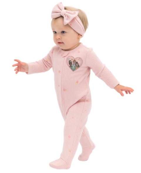 Disney Baby Girls' Princess Sleep and Play & Bow Headband, 2-Piece Set