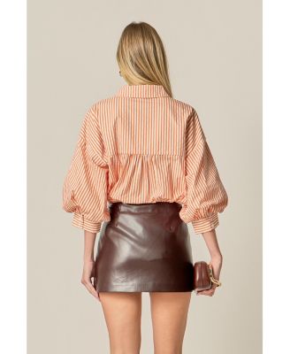 Women's Striped Ballon Sleeves Shirt