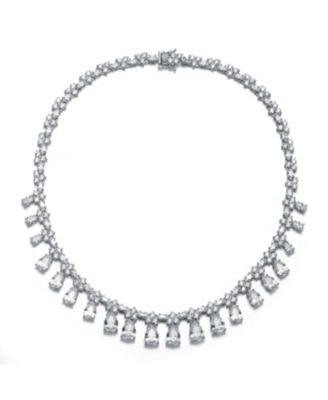 Dazzling White Gold Plated Cubic Zirconia Satement Necklace