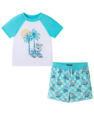 Boys' 2T-5 Crewneck Rash Guard and Printed Shorts, 2-Piece Set