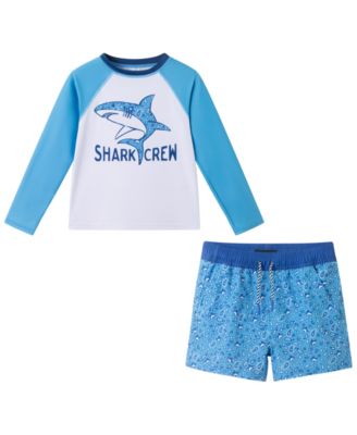 Boys' 2T-5 Crewneck Rash Guard and Printed Shorts, 2-Piece Set