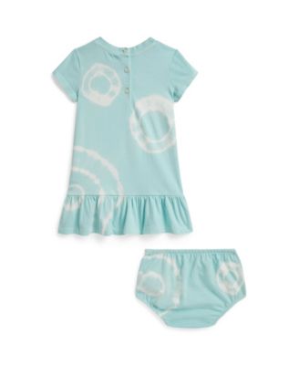 Baby Girls' Tie-Dye Polo Bear Cotton Dress with Bloomer, 2-Piece Set