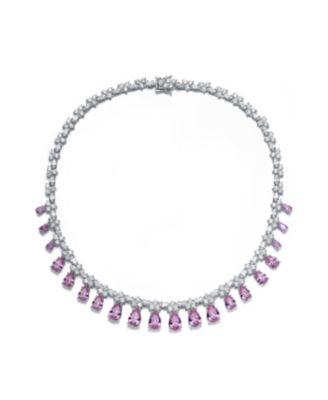 Dazzling White Gold Plated Cubic Zirconia Statement Necklace