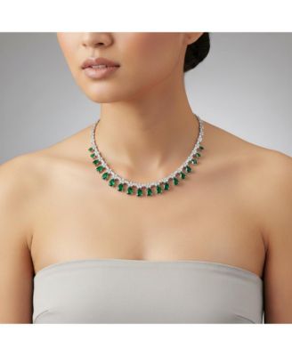 Dazzling White Gold Plated Cubic Zirconia Satement Necklace