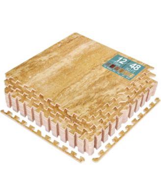 "Wood Grain Interlocking Foam Tile Mats, 12 Tiles, 48 Sq Ft for Home & Playroom"