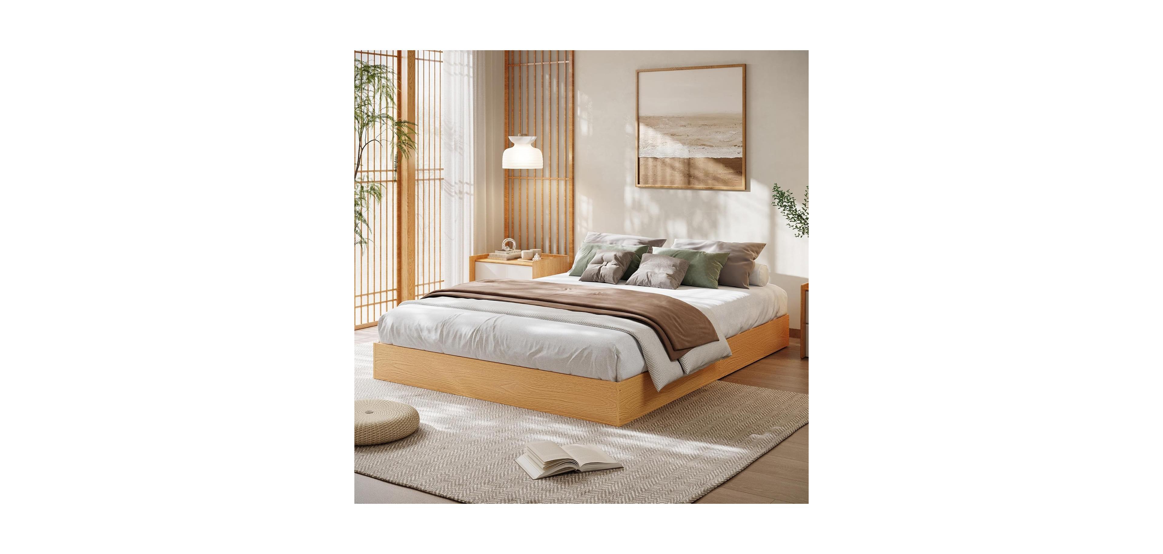 gaomon Twin Size Wood Platform Bed Frame, Solid Pine, Slats, No Box Spring Needed, Easy Assembly