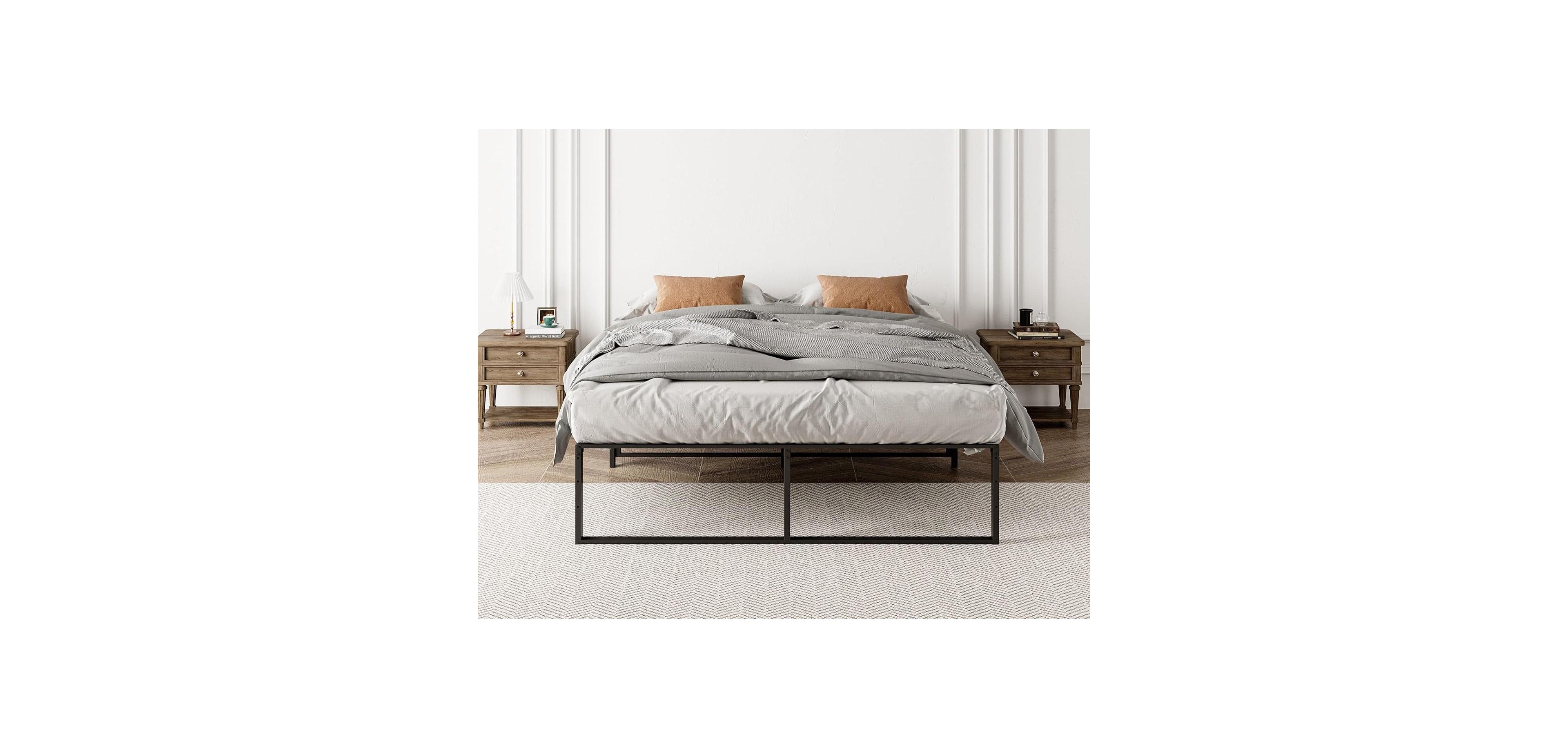 gaomon Full Metal Bed Frame Platform with Steel Slat Support, 14" High, No Box Spring, Under Bed Storage, Quiet, Easy Assembly