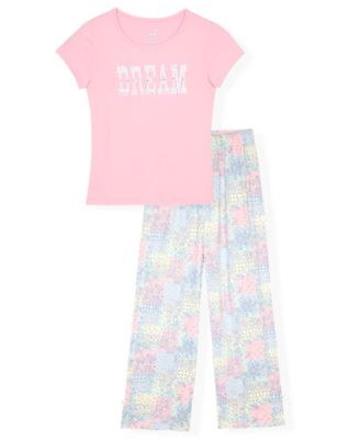 Girls' 7-16 Short-Sleeve Top and Pajama Pants, 2-Piece Set