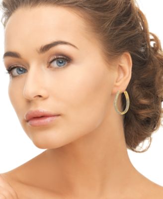 Lab-Grown White Sapphire (1 ct. t.w.) Inside-Out Hoop Earrings in 14k Gold Over Sterling Silver