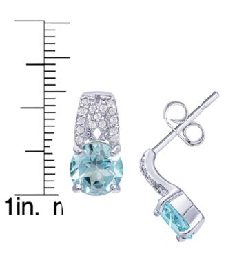 2-PIece Lab-Grown Aquamarine (1.50 ct. t.w.) & Lab-Grown White Sapphire (0.15 ct. t.w.) Halo Necklace and Earrings Set in Sterling Silver