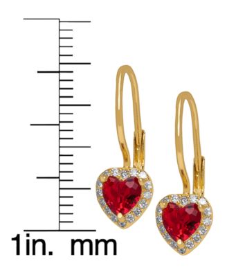 2-Piece Lab-Grown Ruby (1.20 ct. t.w.) & White Sapphire (0.19 ct. t.w.) Earrings Set in 14k Gold Over Sterling Silver