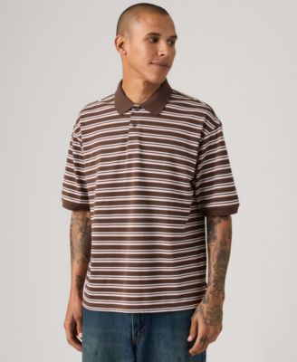 Men's Boxy Striped Collared Polo Shirt