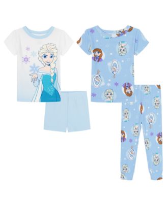 Girls' Toddler 2T-4T Graphic Print Tops, Shorts, and Pants, 4-Piece Pajama Set