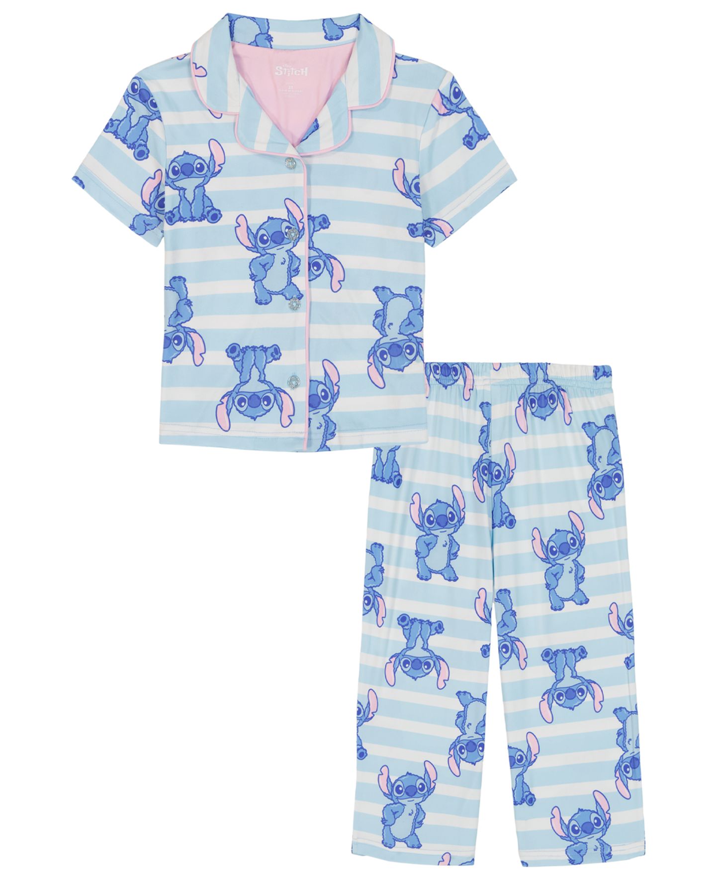 Детская пижама Lilo Stitch: топ с принтом и брюки, 2T-4T, цвет: Синий — фото 1