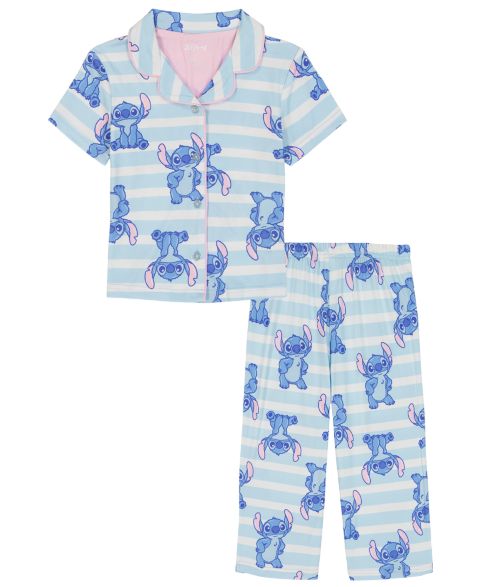 Детская пижама Lilo Stitch: топ с принтом и брюки, 2T-4T, цвет: Синий
