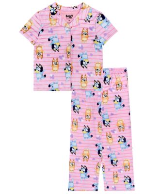 Girls' 4-10 Bluey Hearts Top and Pants, 2-Piece Pajama Set