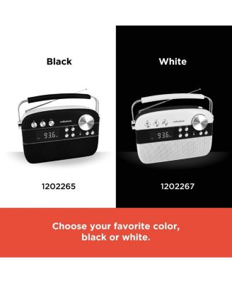 Vintage Retro AM/FM Bluetooth Radio 2x8W White with USB/TF, AUX, LED Display, Rechargeable Battery