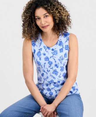 Petite Poetic Floral Feminine Tank Sweater