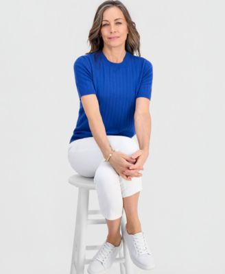 Petite Fine Gauge Rib Crewneck Sweater