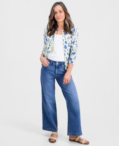Petite High-Rise Wide-Leg Jeans - Sun Wash