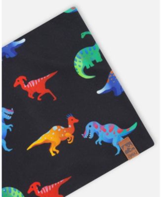 Boy Stretch Jersey Neck Tube Black Dinosaur Print - Toddler|Child