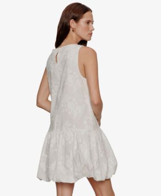 Women's Garden Eyelet Bubble Crew Neck Mini Dress