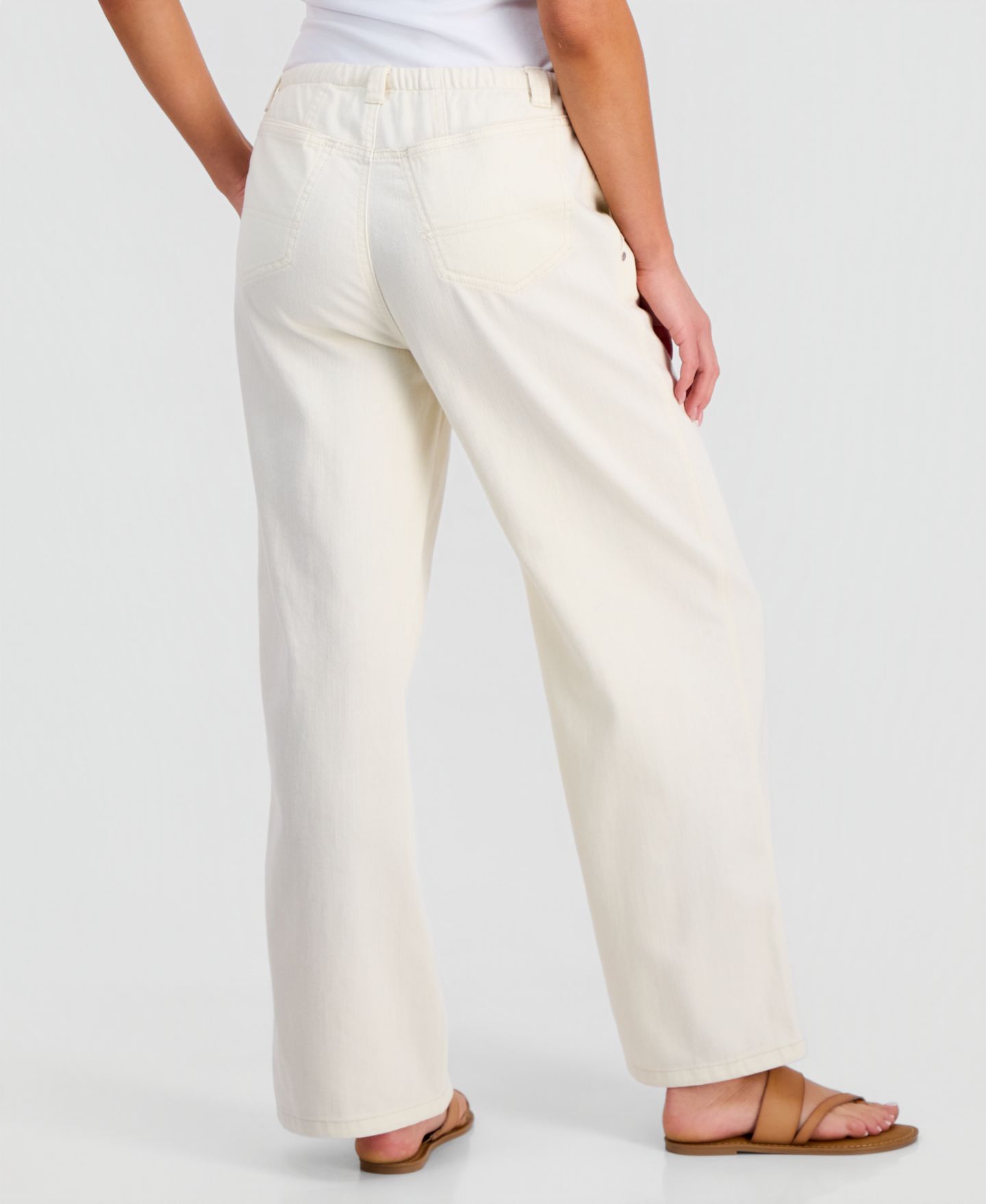 Женские джинсы And Now This Petite Seamed Slouchy Tie-Waist, цвет: Экрю — фото 4