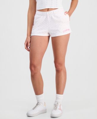 Juniors' Floral Printed Fleece Shorts