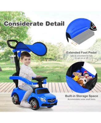 3-in-1 Ride on Push Car Mercedes-Benz Licensed Sliding Car with Canopy