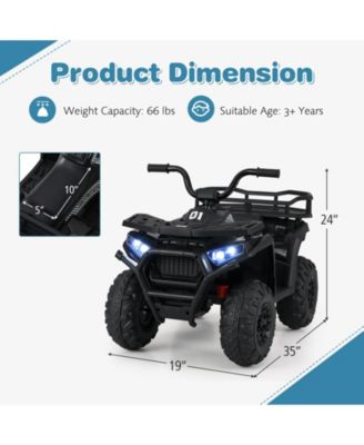 24V Kids Ride on Electric ATV Quad Car with Realistic Sounds and LED Lights-Black