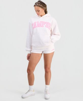 Juniors' Floral Print Logo Hooded Sweatshirt