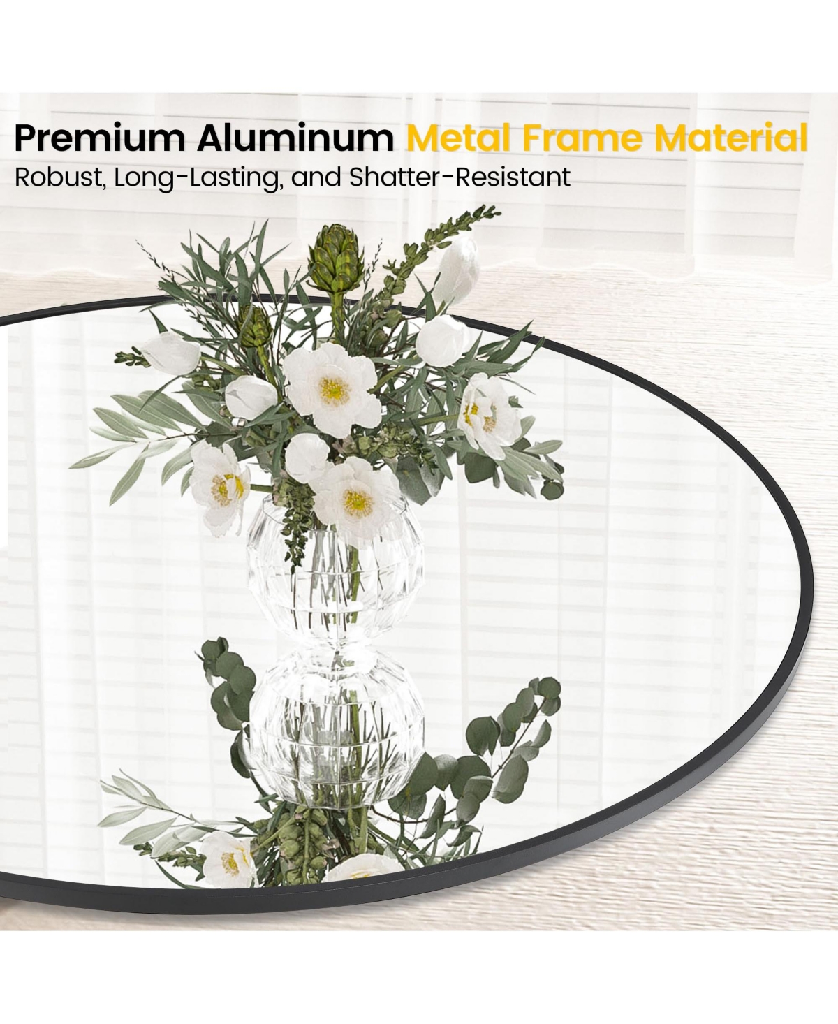 Homfan Round Mirror, Circle Mirrors for Bathrooms, Entryways, Living Rooms, Bedrooms & Vanity Decor