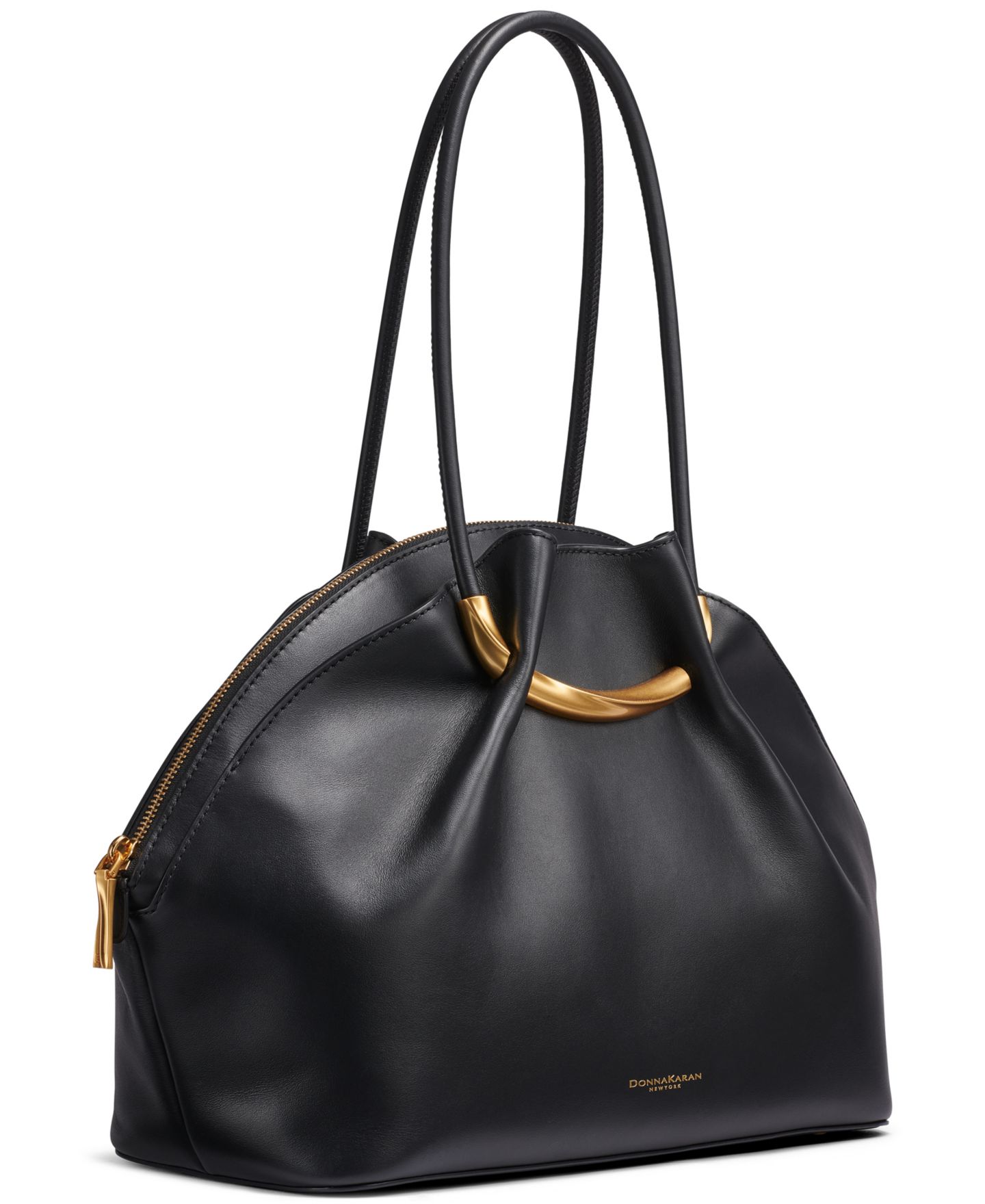 Женская сумка Donna Karan New York Magnetic Extra-Large Oxford Satchel, цвет: Чёрный / Золотой — фото 3