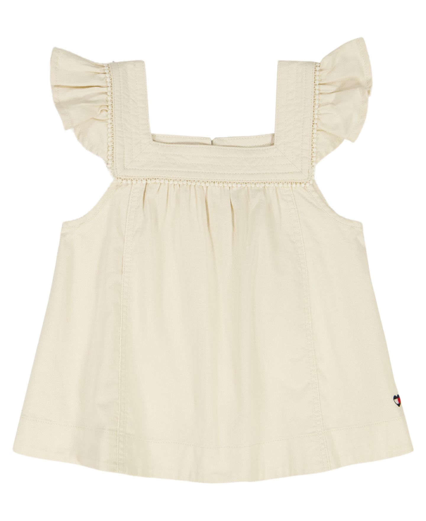 Топ Tommy Hilfiger Twill Ruffle-Sleeve для девочек, цвет: Кремовый — фото 4