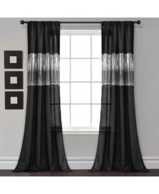 Night Sky Window Curtain Panel, Single 42"W x 84"L - Sequin Backdrop Curtain - Room Darkening Curtains